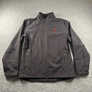 Tesla Corp Employee Jacket Mens‎ M Black Softshell Full Zip Logo Red Embroidery